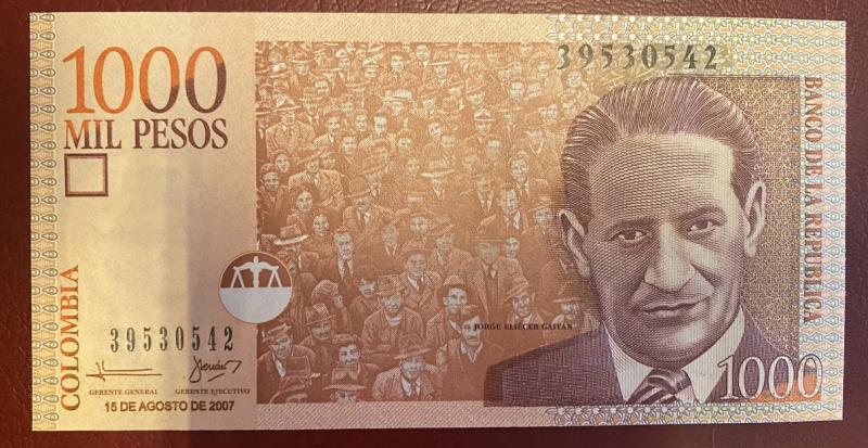 Kolumbia 1000 peso bankjegy (UNC) 2007