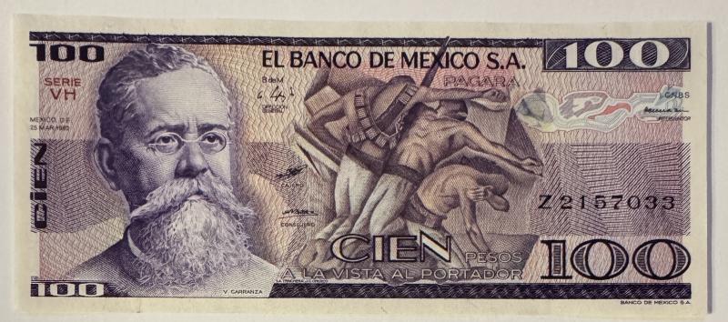 Mexikó 100 peso bankjegy (UNC) 1982