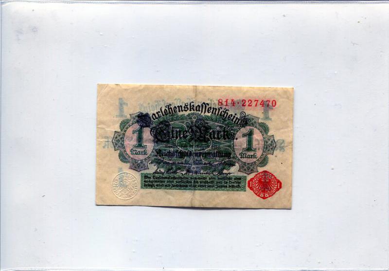 Német 1914. 1 márka (piros bélyegzés)
