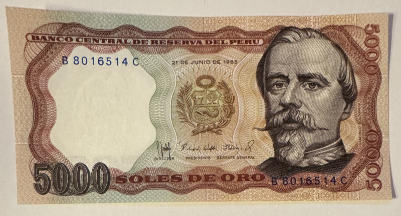 Peru 5000 soles bankjegy (UNC) 1985