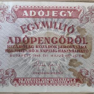 1 millió adójegy adópengőről (1946) sorszám nélküli