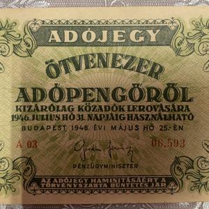 50.000 adójegy adópengőről (1946)