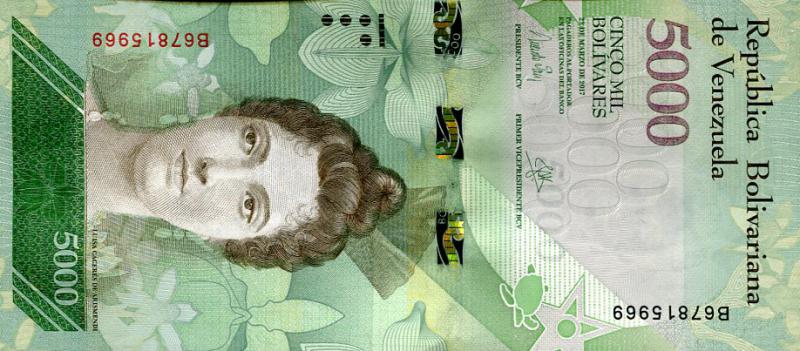 Venezuela 5000 Bolivares bankjegy (UNC) 2017