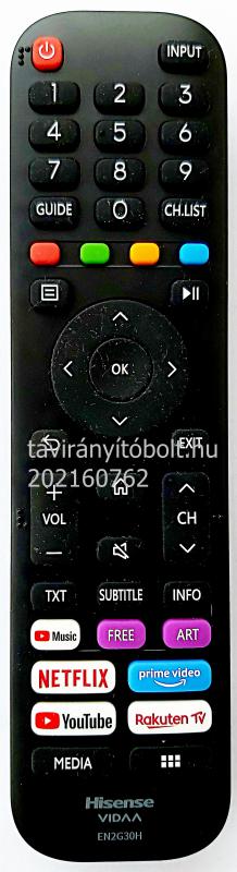 55A7100F, 58A7100F,  HISENSE EREDETI TÁVIRÁNYÍTÓ, Youtube, Netflix, Rakuten Tv, Prime Video,