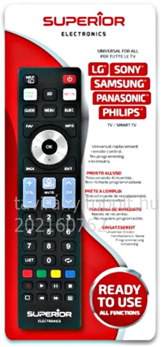 SUPERIOR 5 az 1-ben, LG, SONY, SAMSUNG, PANASONIC, PHILIPS TÁVIRÁNYÍTÓ