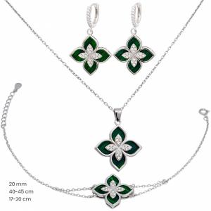 Ezüst nyakék+karkötő+fülbevaló - 40150602 fekete