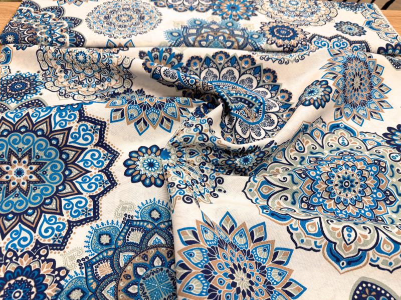 Bútorvászon Kék Mandala 140 cm széles