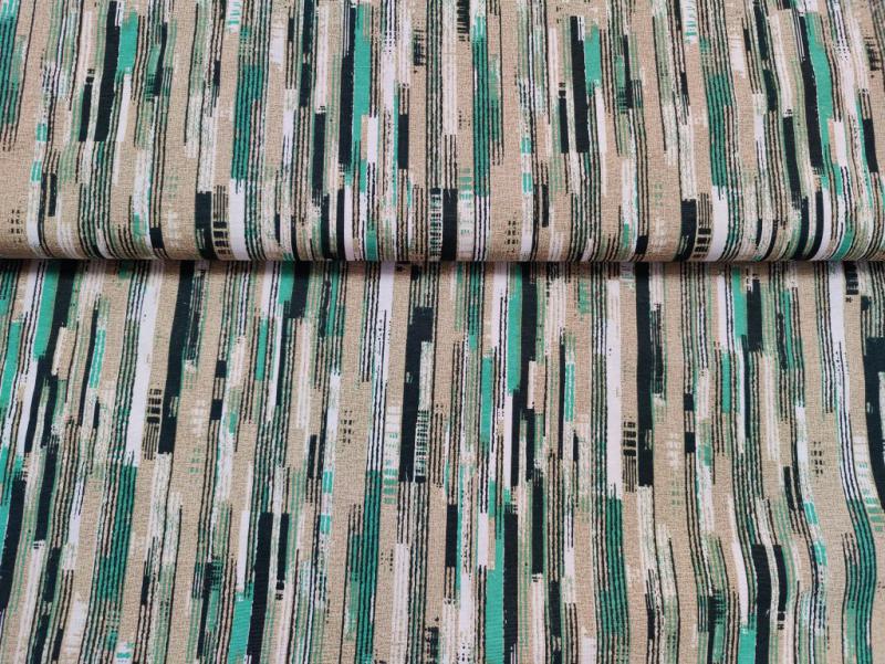 Lakástextil drapp zöld csíkos 140 cm széles