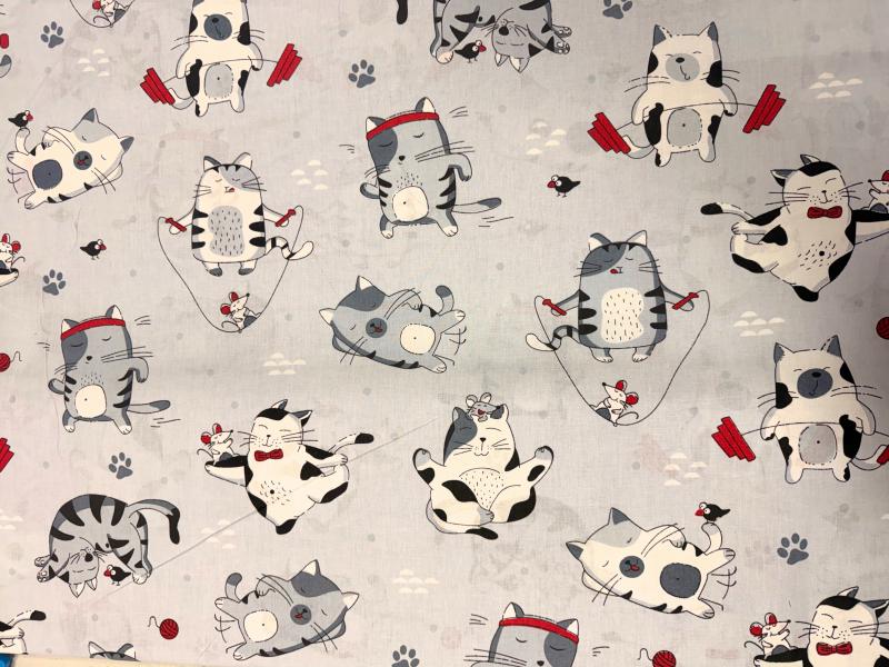 Pamutvászon Cicás 160 cm széles