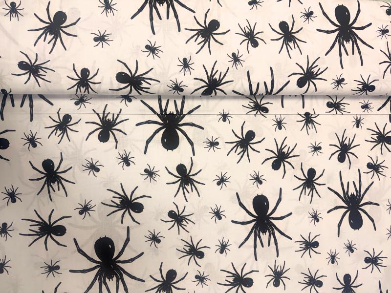 Pamutvászon Fehér alapon fekete pók 160 cm széles