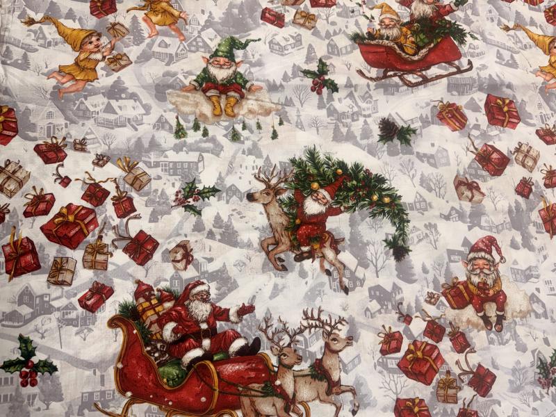 Pamutvászon Karácsonyi Manók 160 cm széles