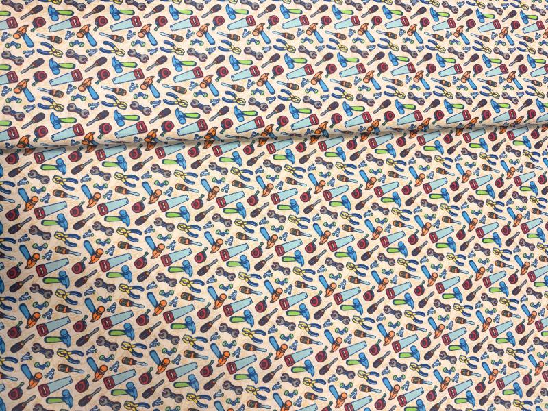 Pamutvászon Szerszámok 140 cm széles