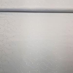 Damaszt teflonos fehér mintás vászon 160 cm széles
