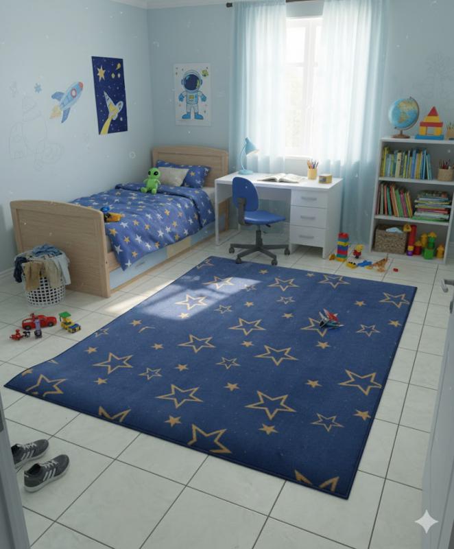 Kész szőnyeg kék csillagos 135x200cm