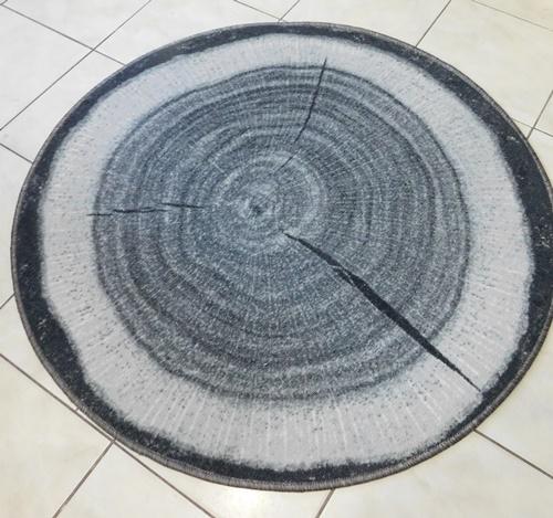 Kész szőnyeg szürke csúszásmentes farönk mintával kör 100cm átmérő