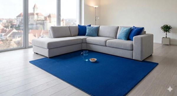 Királykék velúr kész szőnyeg 170x250cm