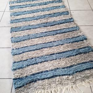 Kék szürke vastag beszövéses rongyszőnyeg kb: 75x155cm