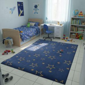 Kész szőnyeg kék csillagos 135x200cm