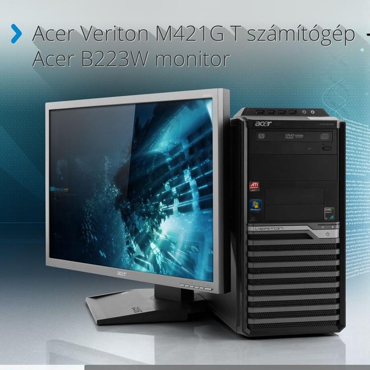 Acer Veriton M421G T (PC) számítógép+Acer B223W monitor