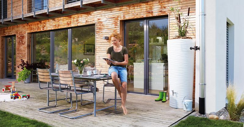 NATURA 2in1 ARCTIC Tört fehér színű esővízgyűjtő, 350 L