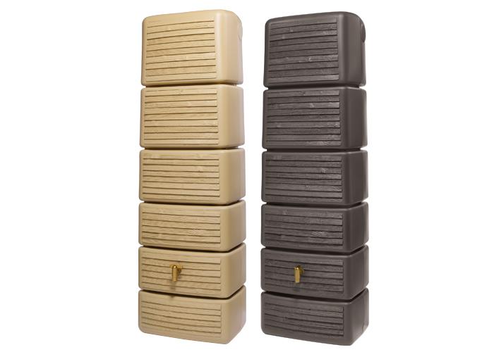 SLIM WOOD sötét fa színű fali esővízgyűjtő, 300 L
