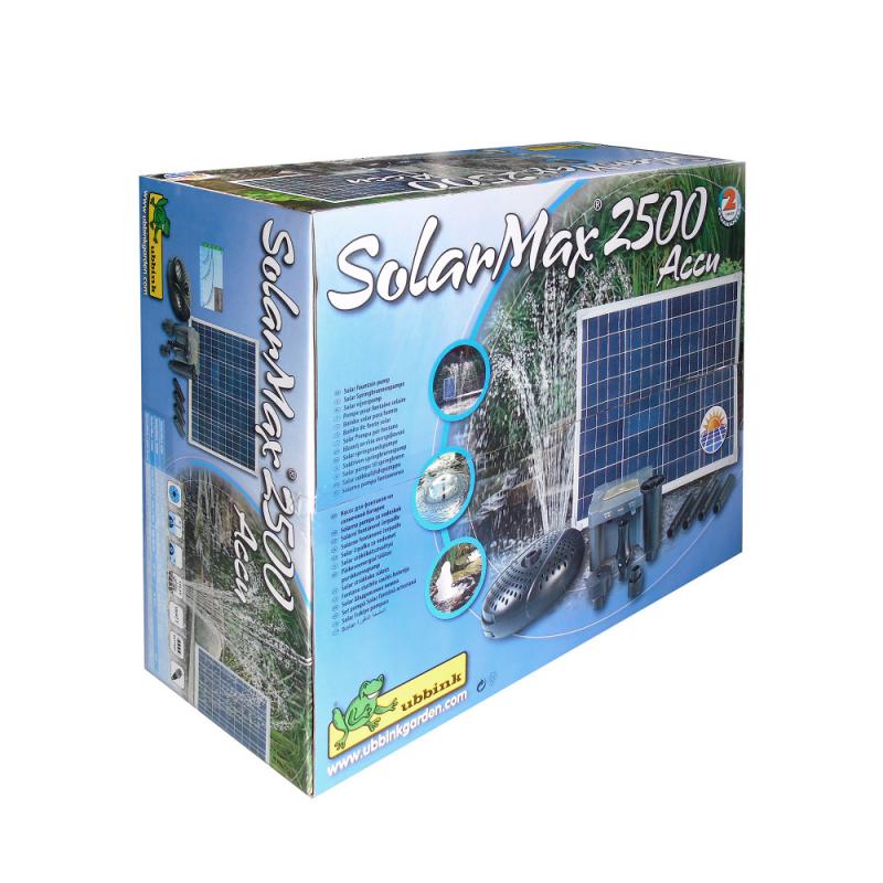 SolarMax2500 Akkumulátoros napelemes szivattyú + panel vízjátékhoz (2900l/h)