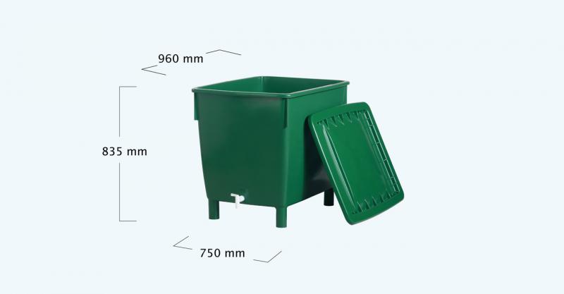SZÖGLETES Erősített zöld esővízgyűjtő, 400 L