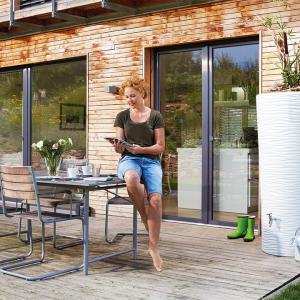 NATURA 2in1 ARCTIC Tört fehér színű esővízgyűjtő, 350 L