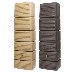 SLIM WOOD sötét fa színű fali esővízgyűjtő, 300 L