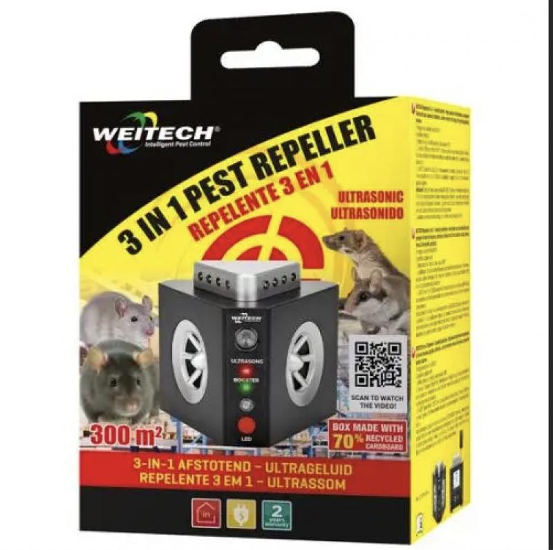 Ultrahangos beltéri rágcsálóriasztó 300 nm területre