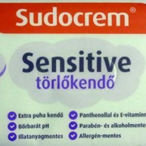 Törlőkendő Sudocrem, sensitív