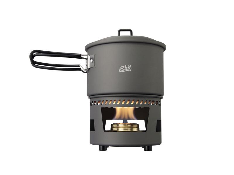 Esbit COOKSET W/ALCOHOL BURNER 1500ml Hard Anodized Aluminum