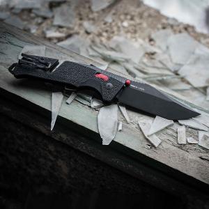 SOG Trident AT - Black & Red Serrated zsebkés