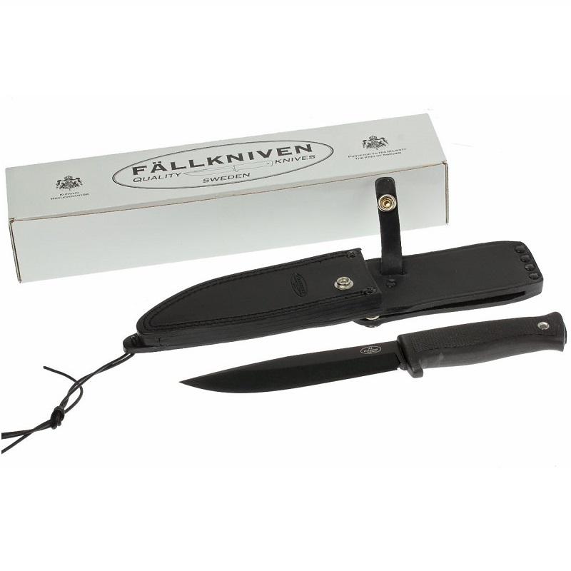 Fallkniven A1BL Black, bőr tokkal