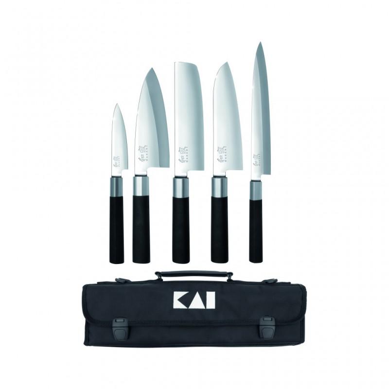 Kai Wasabi Black Japán szakácskés szett táskával