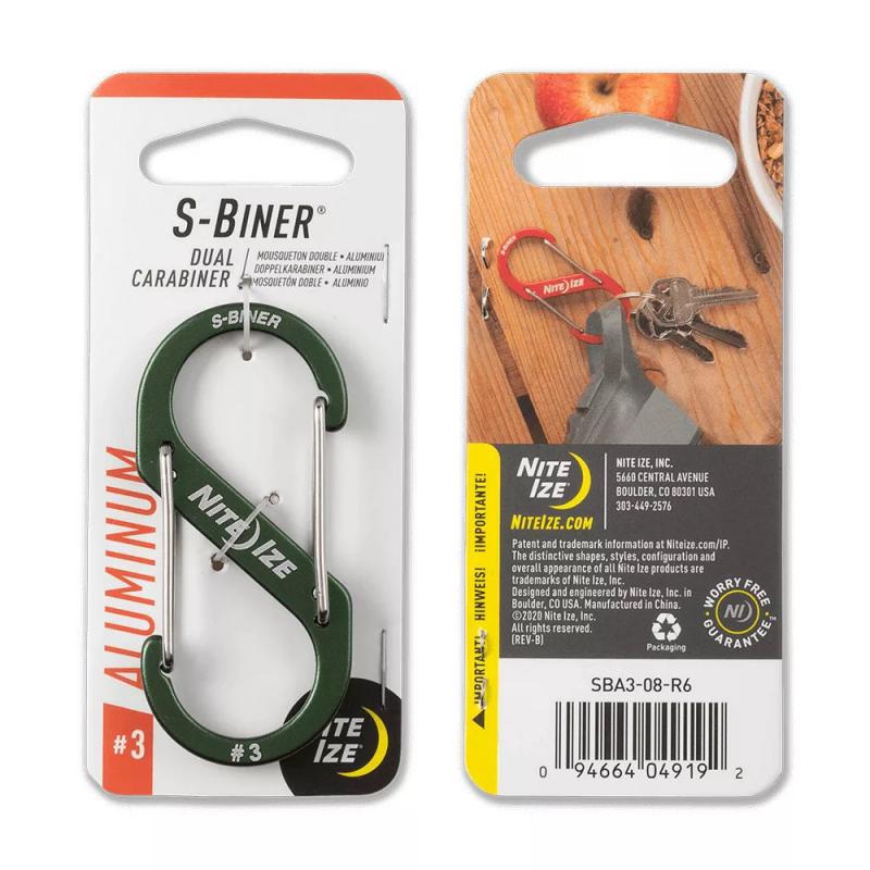 Nite Ize S-Biner #3 alumínium karabiner, olívzöld