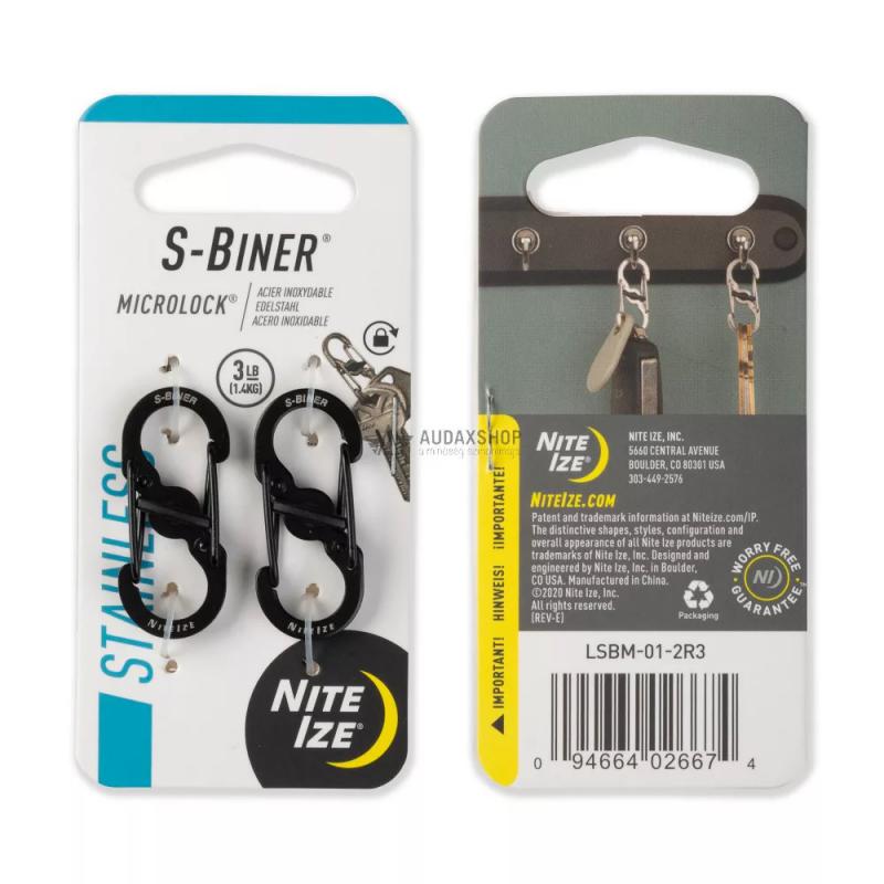 Nite Ize S MicroLock karabiner, fekete, 2db