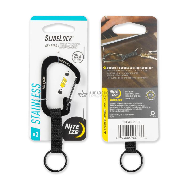 Nite Ize Slidelock kulcstartó, fekete