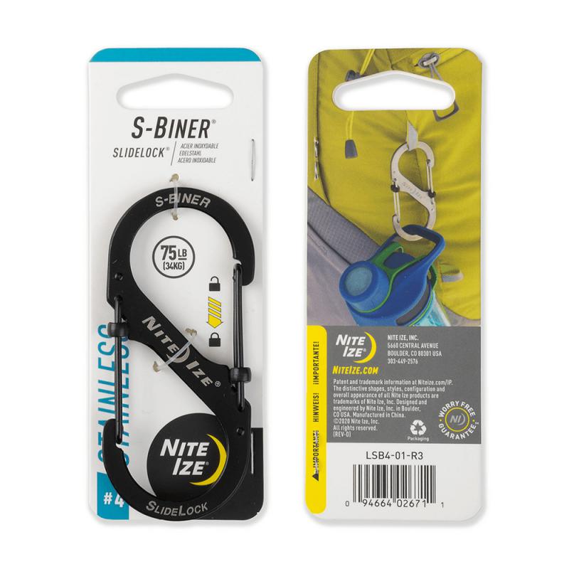 Nite Ize Slidelock S-Biner #4 karabiner, fekete
