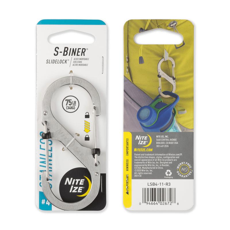 Nite Ize Slidelock S-Biner #4 karabiner, stainless