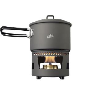Esbit COOKSET W/ALCOHOL BURNER 1500ml Hard Anodized Aluminum
