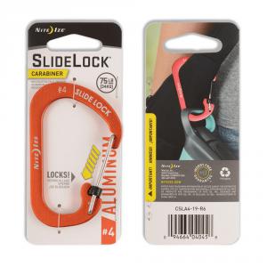 Nite Ize Slidelock #4 reteszelhető alumínium karabiner, narancs
