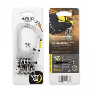 Nite Ize Slidelock KeyRack reteszelhető acél kulcstartó 5db Microlock karabinerrel