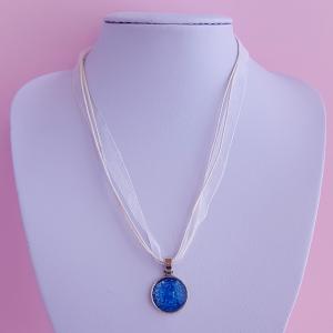 ekrü organza nyaklánc 18mm-es medállal