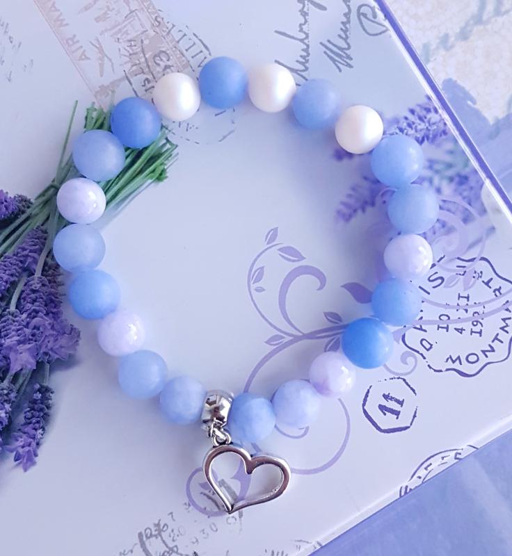 jade és  Swarovski gyöngy karkötő