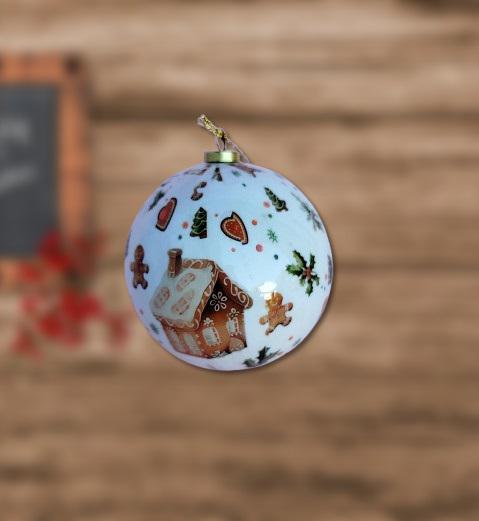 mézeskalács mintás gömbdísz 8 cm