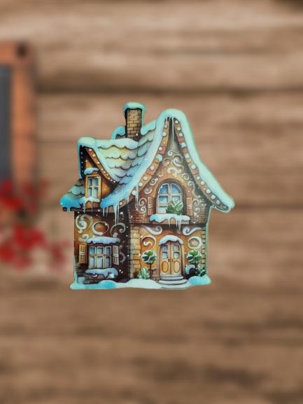 nyomtatott dekorkarton mézeskalács házikó