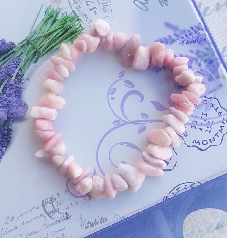 pink (rózsa) opál splitter karkötő