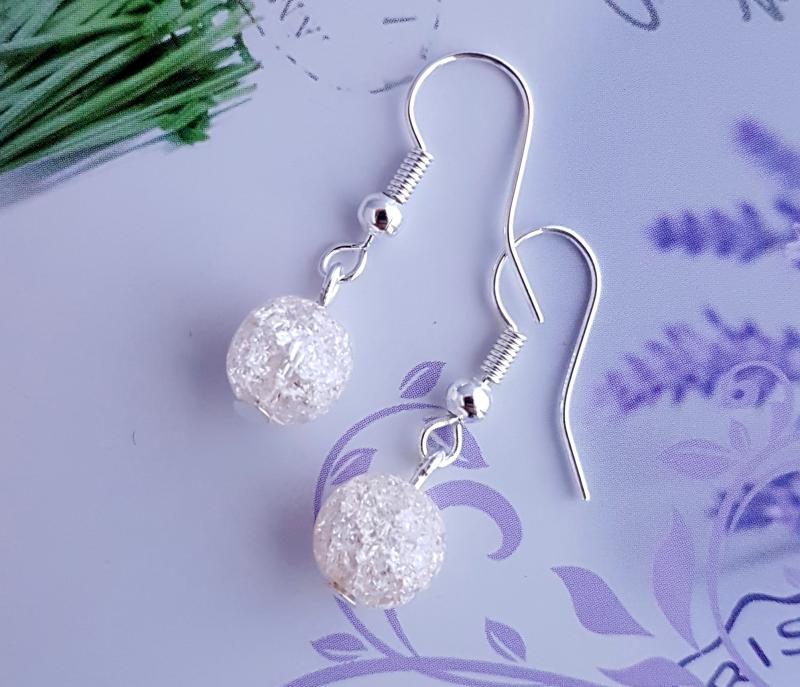 roppantott üveggyöngy fülbevaló - bézs