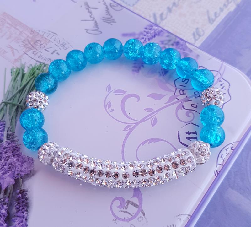 shamballa  és roppantott üveggyöngy karkötő